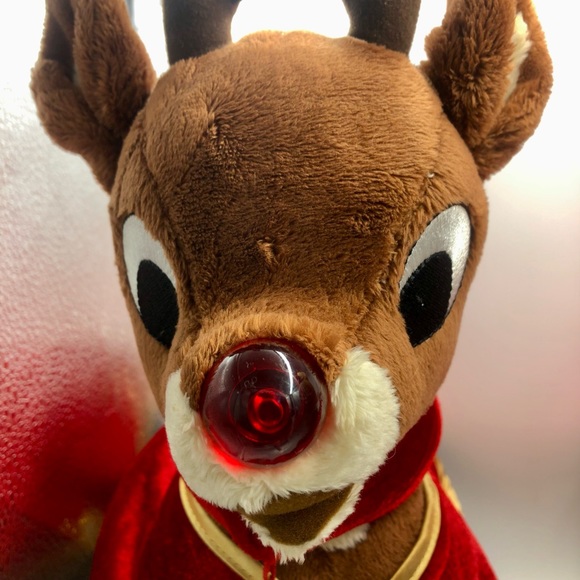 Build A Bear Rudolph LIGHT UP Red Nose & Clarice Plush Dress polka dot shoes - Picture 4 of 16